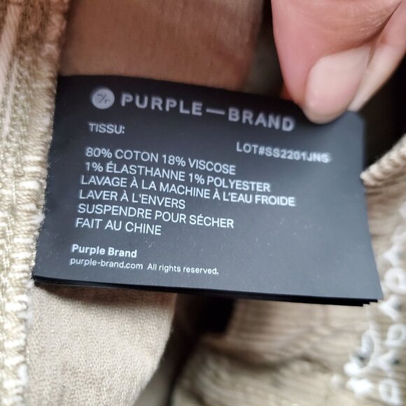 Purple Brand Jeans Mens 34x34 Brown Button Fly Corduroy Paisley Print Skinny - Picture 3 of 16